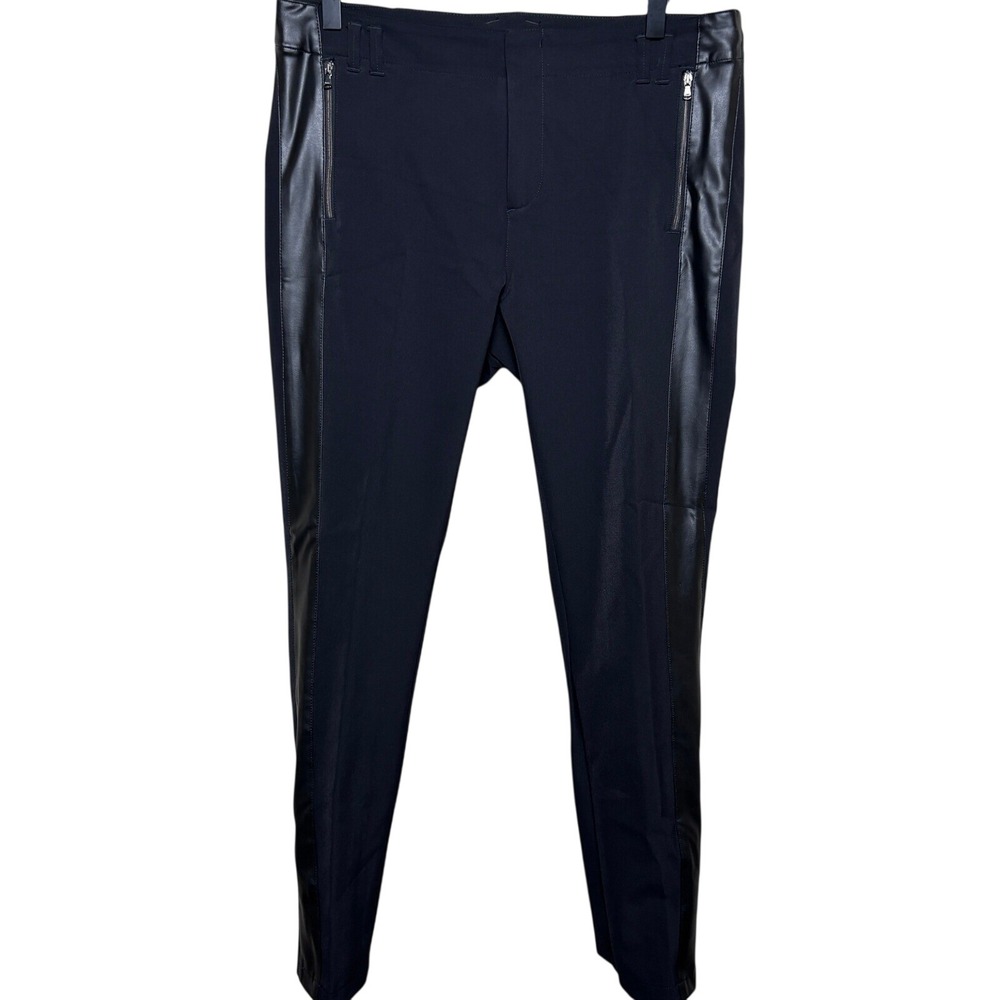 Vanilla Black Faux Leather Side Panel Zip Pocket Skinny Moto‎ Pants Womens 40